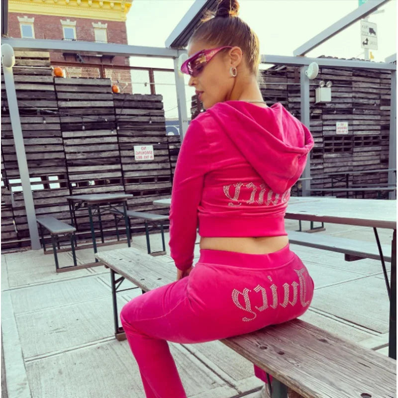 New Tracksuit Women Velvet Coutoure Couture Sweatsuits For