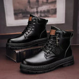 Green Men Ankle Boots Platform Men's Leather Shoes