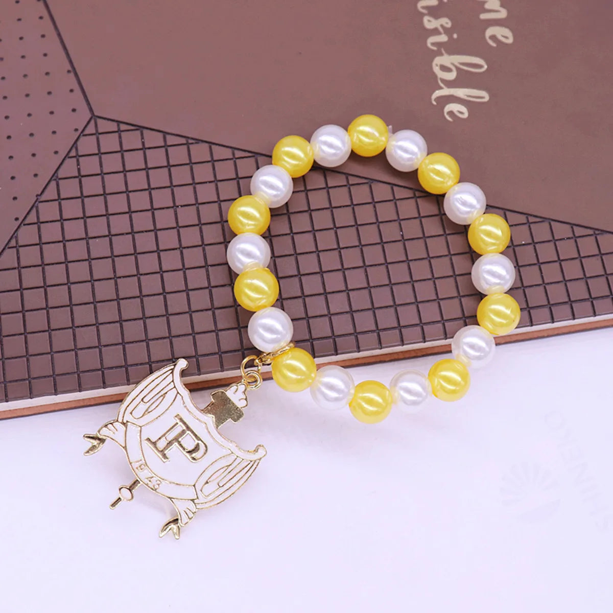 Stylish Stretch Elastic White Yellow Pearl Beads College