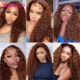 13x4 Deep Curly Chocolate Brown Colored Lace Front