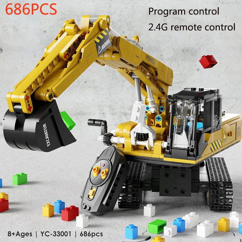 686PCS Bricks Model RC Excavator Building Blocks Set