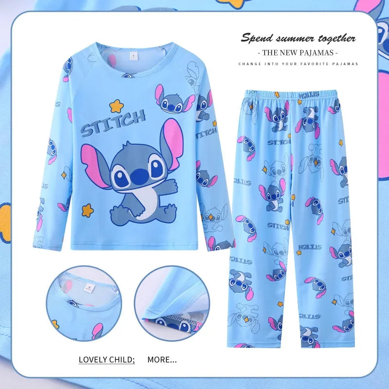Stitch Mickey Pajamas Sets Spring Autumn Girls Teenager