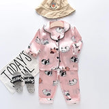 Toddler Girls Silk Satin Pajamas Sets Cartoon Kids