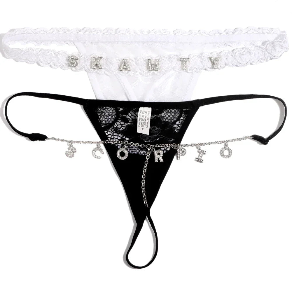 Customised Thong Sexy Rhinestone Waist Chain 2Pc/Sets Custom