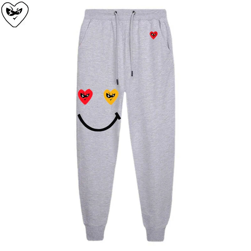 Men Women Spring Autumn Pants Heart Cartoon Embroidery