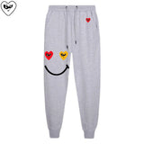 Men Women Spring Autumn Pants Heart Cartoon Embroidery