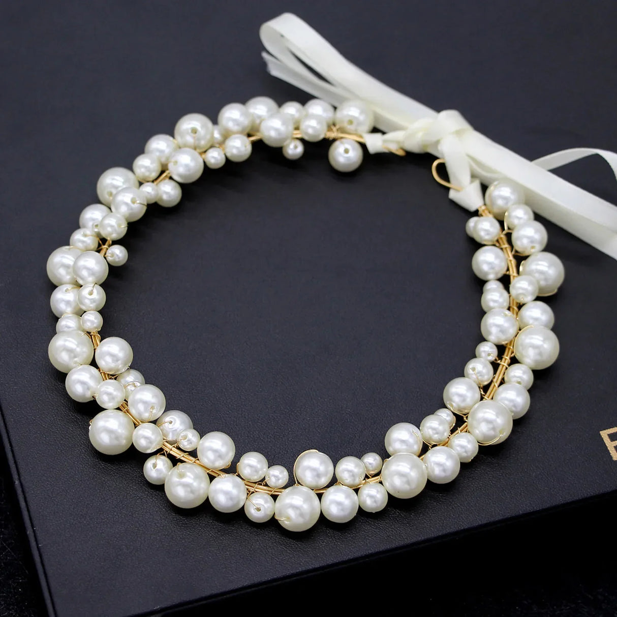 Bridal Sweet Headband Headpieces Banquet Pearls Headdress Simple