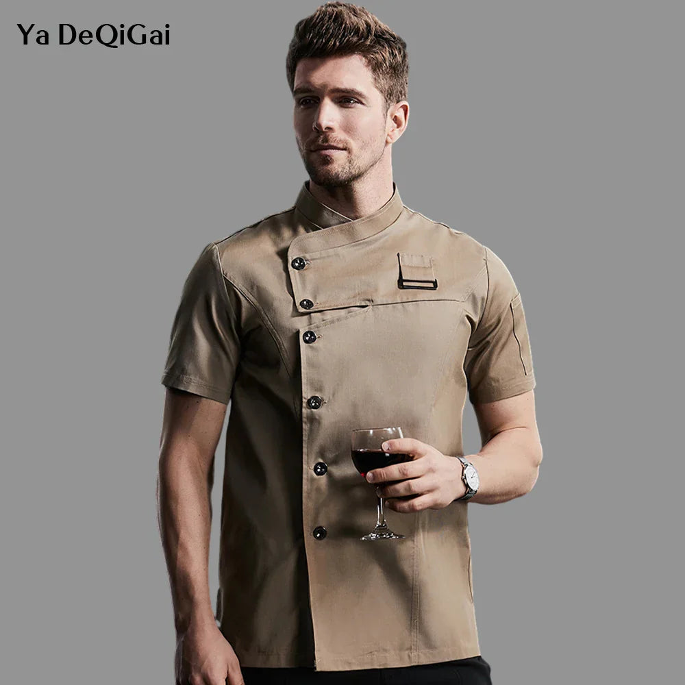 Khaki Chef Uniform Catering Workwear Head Chef Shirts