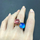 2PcsSet Pomellato Ring Stacked Mix Color Crystal Ring