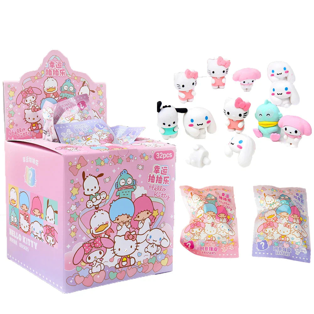 32Pcs Sanrio Pokemon Figure Pencil Eraser Blind Box