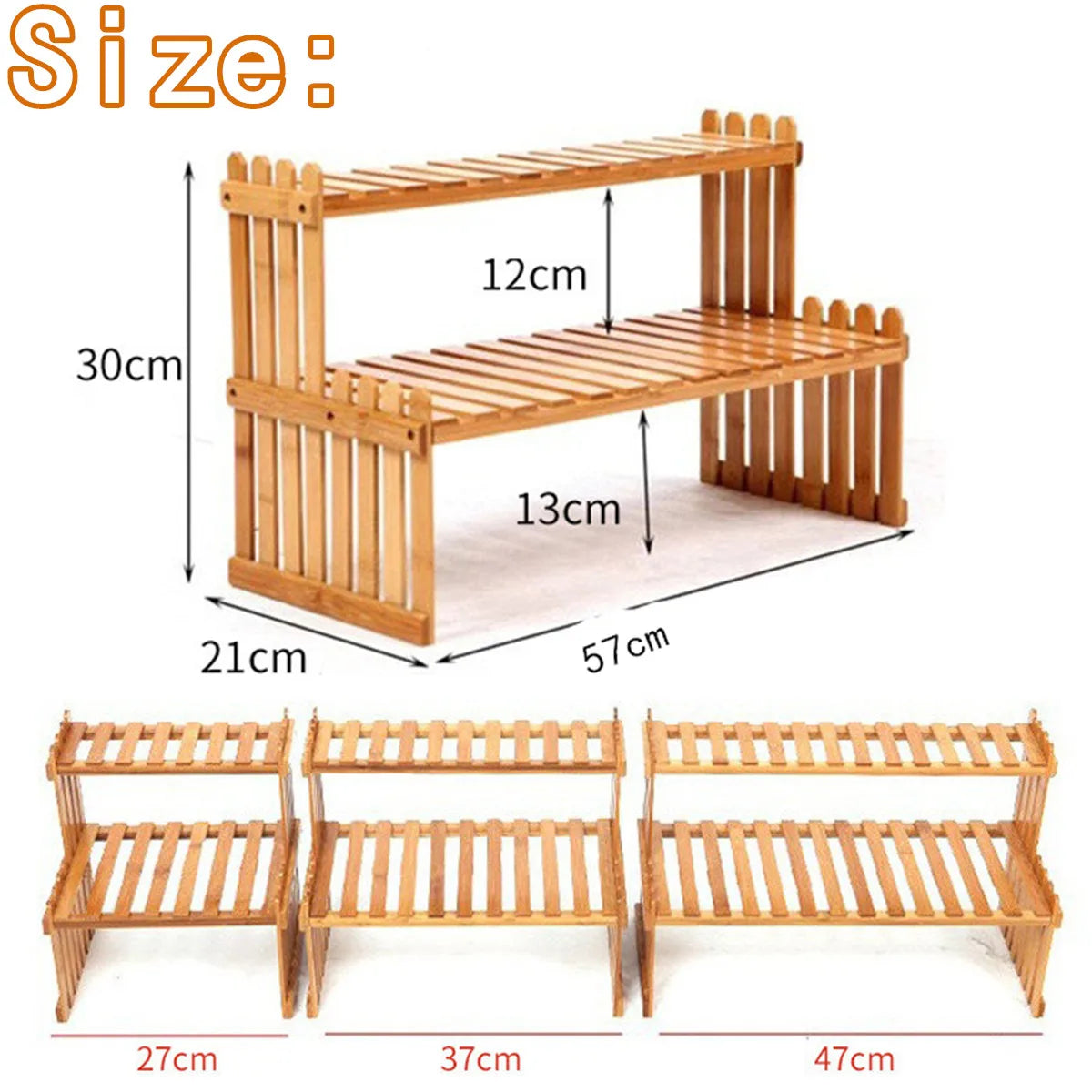 Natural Bamboo Indoor Plant Stand for Desk,2 Tier