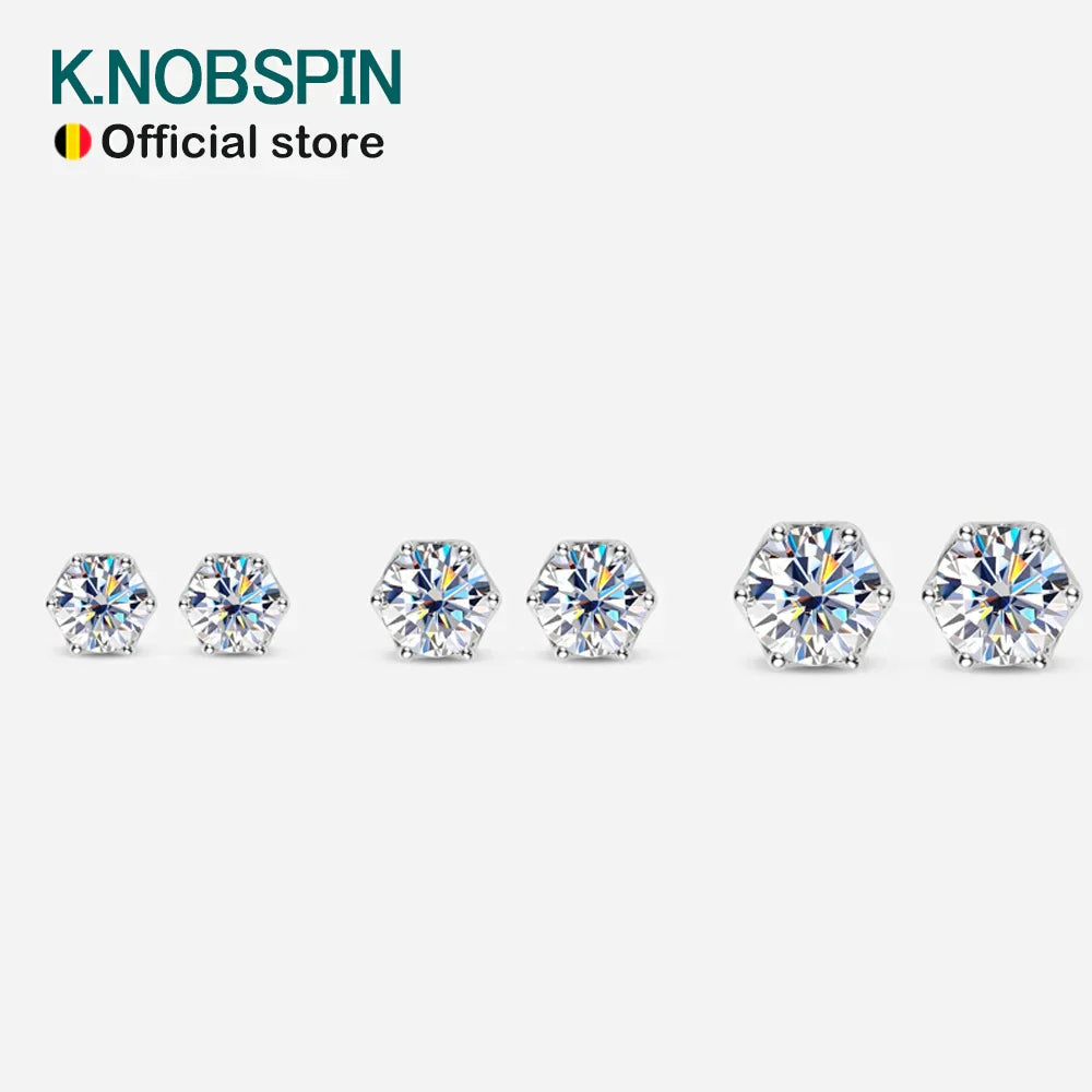 KNOBSPIN 1CT D Color Moissanite Earring S925 Sterling