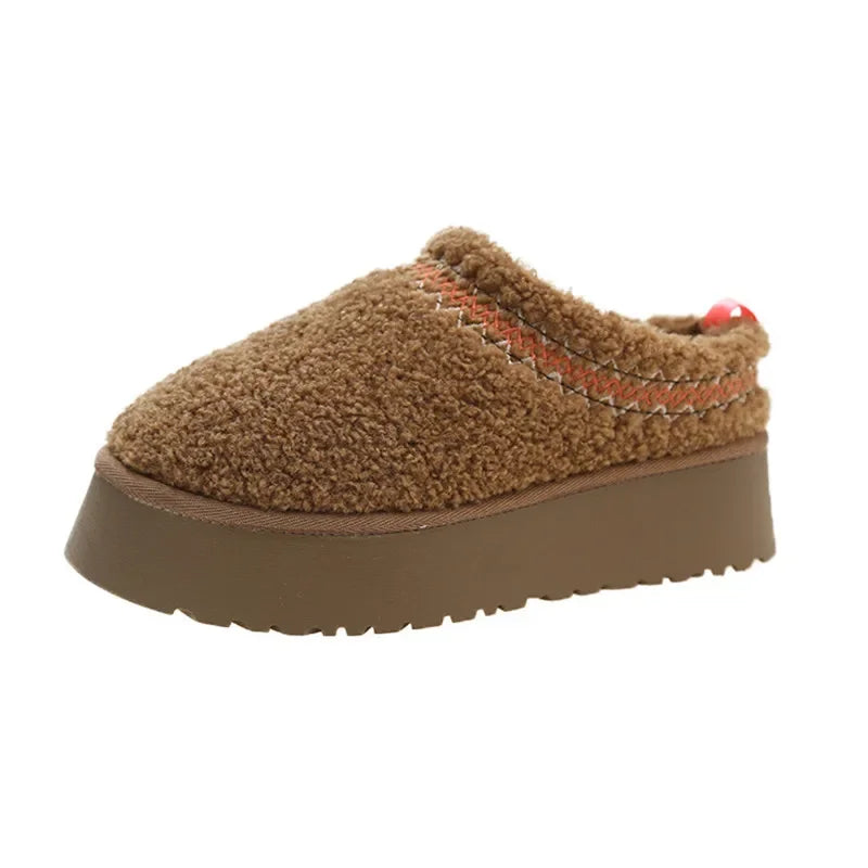 New Warm Fur Ankle Boots Women Flats Platform