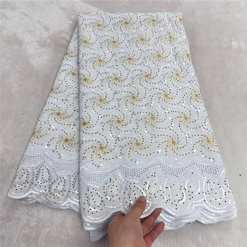 5 yard Swiss lace fabric latest heavy beaded