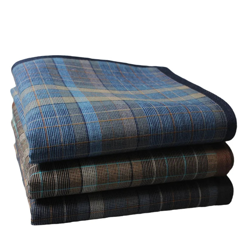 4pcs/lot Cotton handkerchief dark plaid handkerchief classic retro