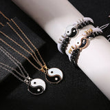 2Pcs Tai Chi Yin Yang Couple Bracelets Necklaces