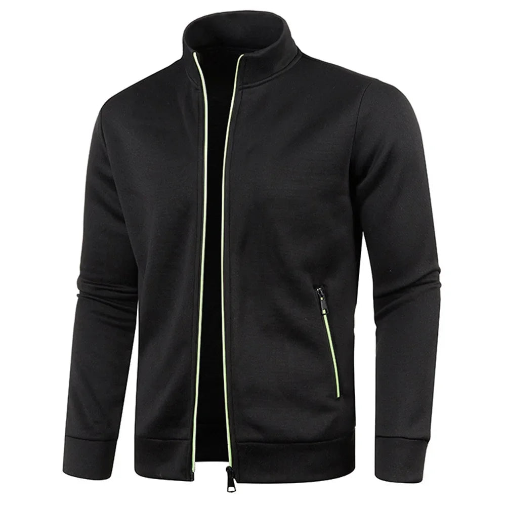 Male Stand Up Collar Jackets Long Sleeve Zip