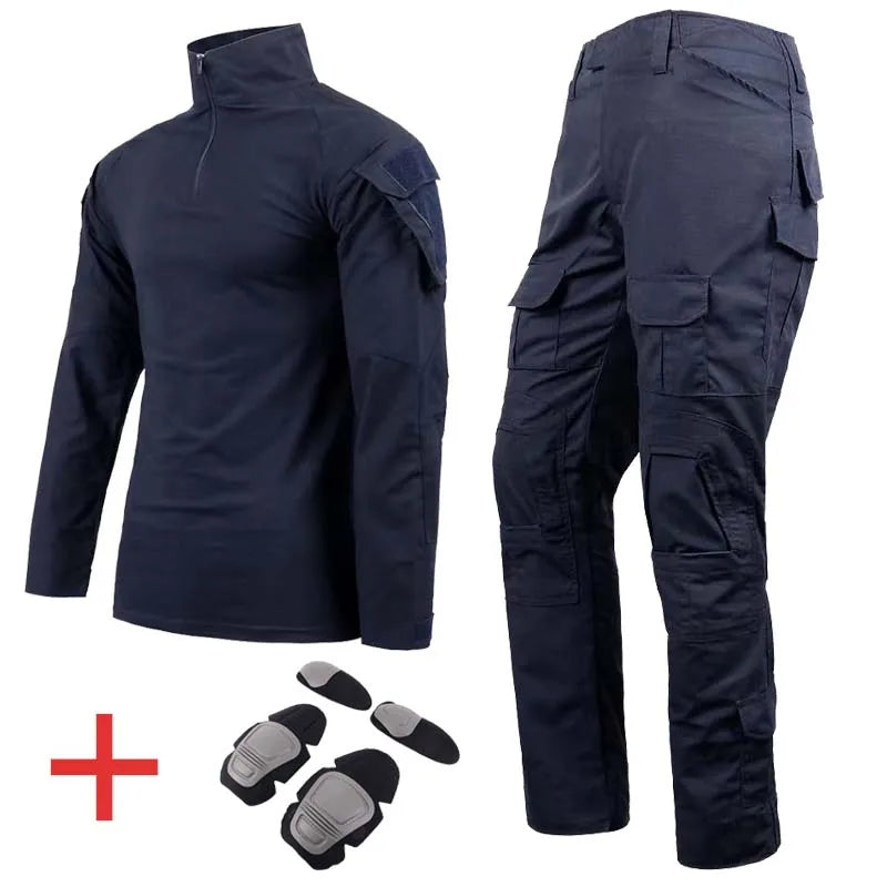 Mens Tactical Suit with Pads Combat Shirtpants Military