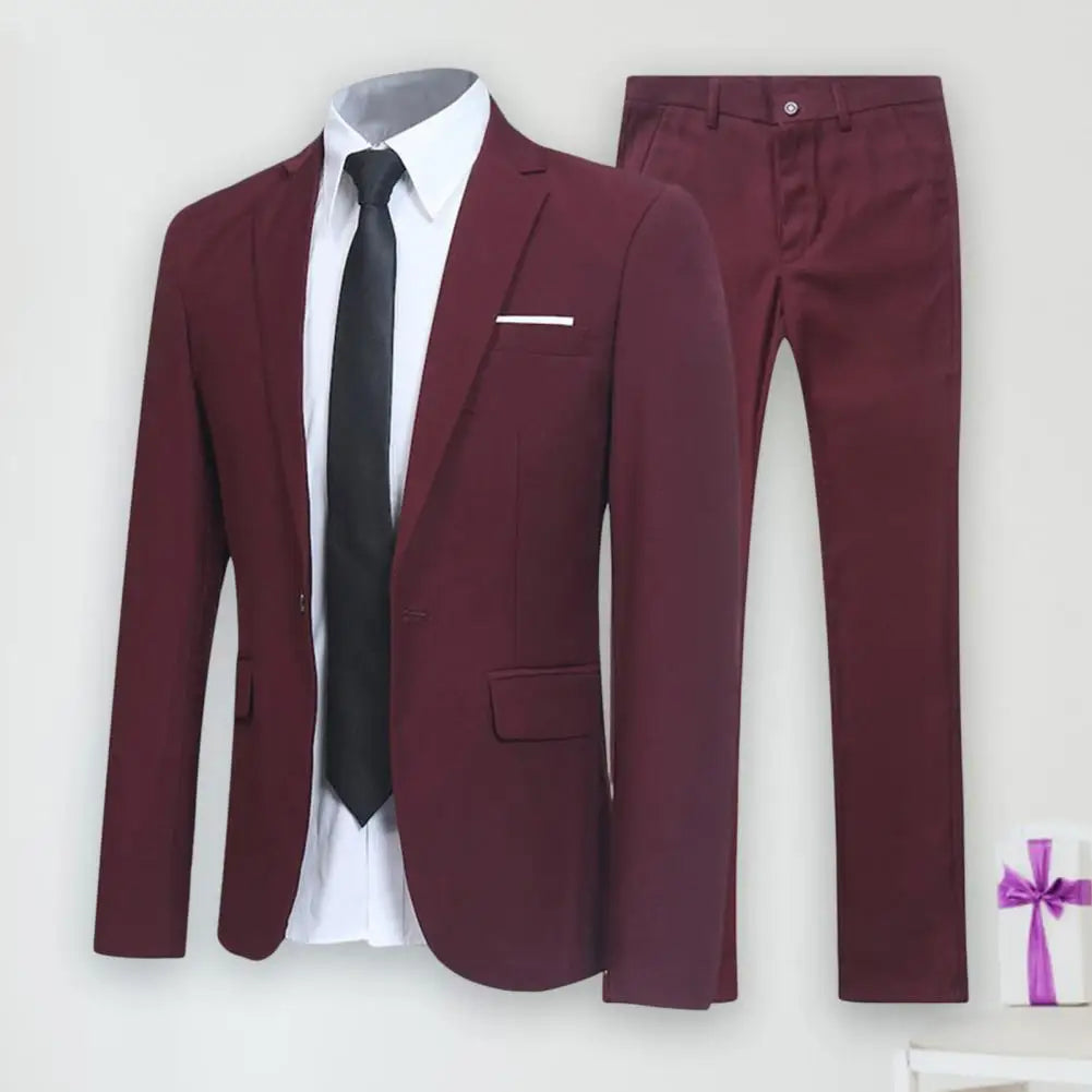 1 Set Trendy Men Blazer Pants British Style