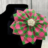 Pink green double layered flower shaped inlaid with