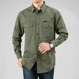 100% Cotton Men's Shirt Solid Color Multi-Pocket High
