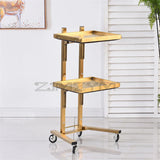 Hairdressing stainless steel cart Japanese two-layer folding beauty