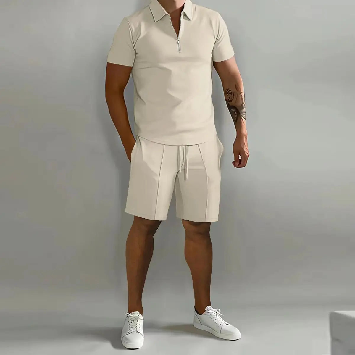 Summer New Solid Color Men's Sets High Street