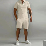 Summer New Solid Color Men's Sets High Street