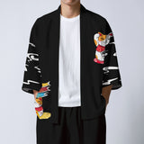 Men's Casual Kimono Style "Cheerful" Cat Loose Fit