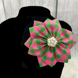 Pink green double layered flower shaped inlaid with