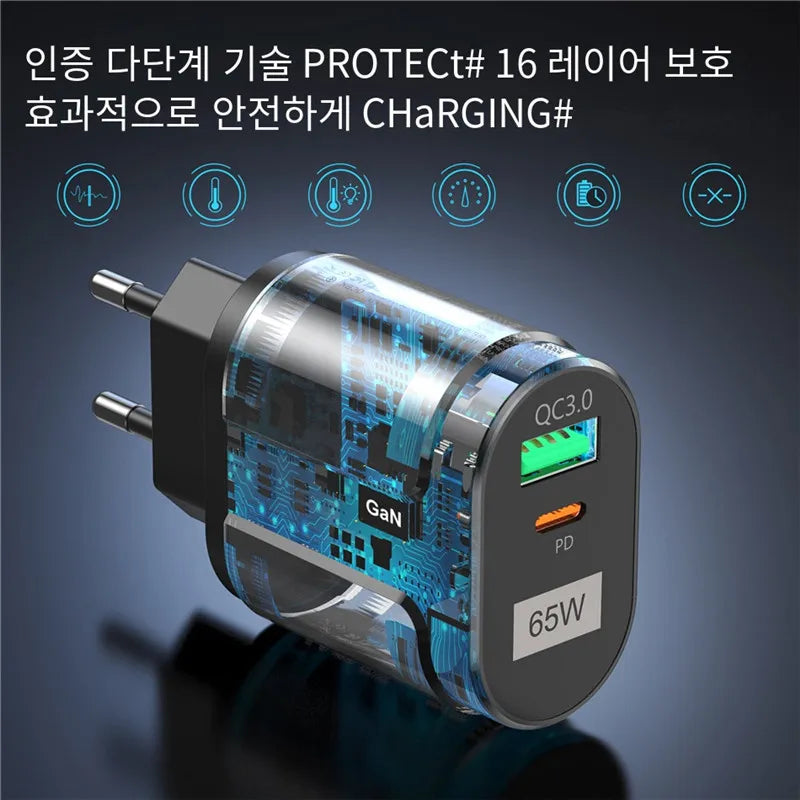 USLION GaN 65W Charger Tablet Laptop Fast Charger