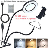 72LED 10X NEW Illuminated Magnifier USB 3 Colors
