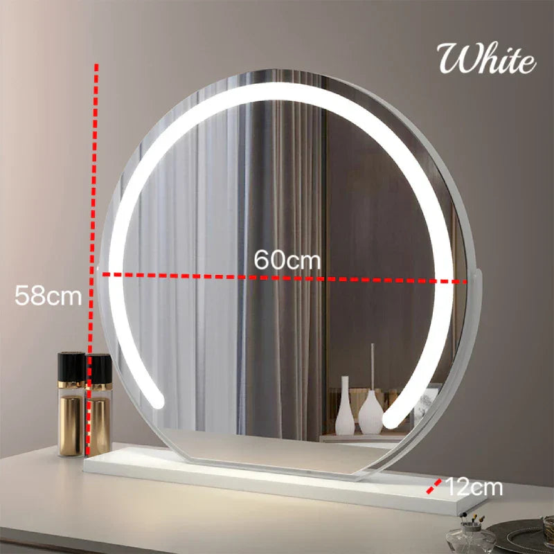 Vanity Mirror with Lights LED Round Makeup Mirror for Bedroom with 10X Magnification Smart Touch Dimmable 3 Modes 360° Rotation