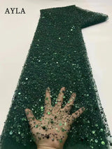 5 Yards Tulle Net African Lace Fabric Beaded