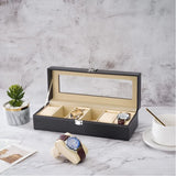 6 Slot PU Leather Watch Box Display Case