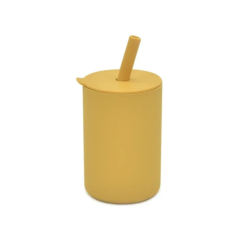 Baby Silicone Feeding Training Cutlery Liquid Straw Cup