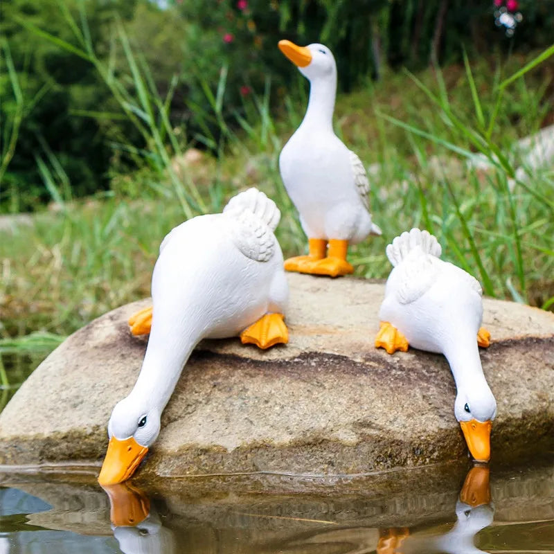 Cute Duck Resin Garden Statue Backyard Pond Ducks
