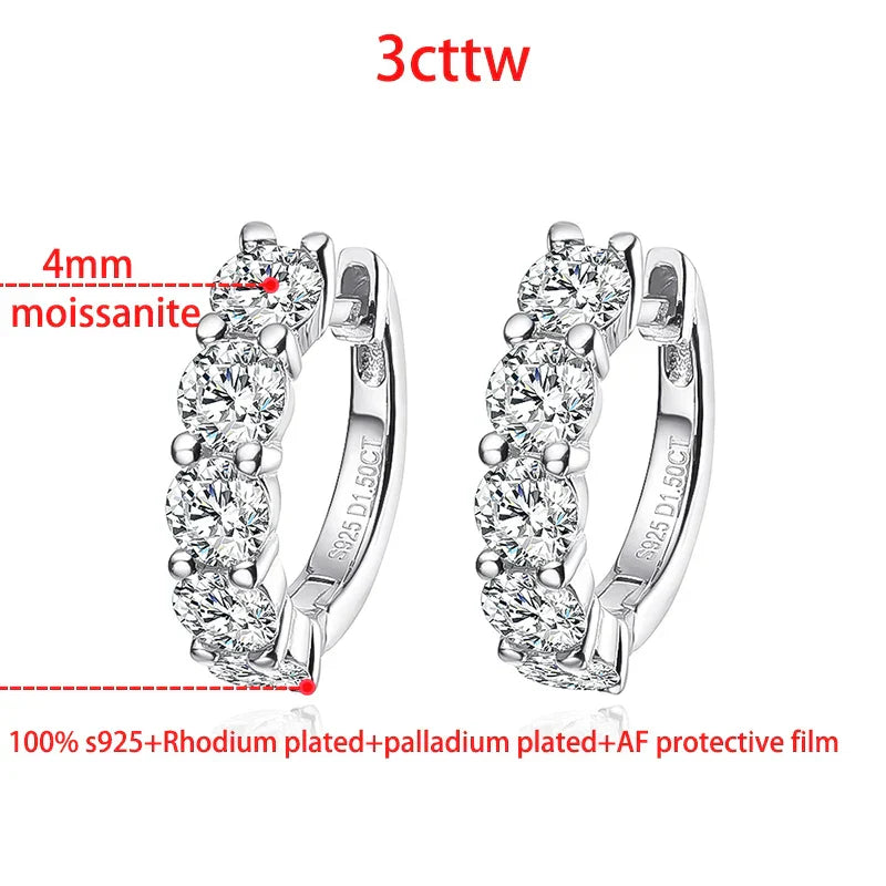 Smyoue 18k 3cttw Moissanite Hoop Earring for Women