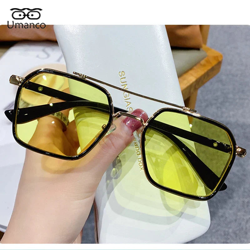 Umanco Trendy Double Beam Square Sunglasses For Men