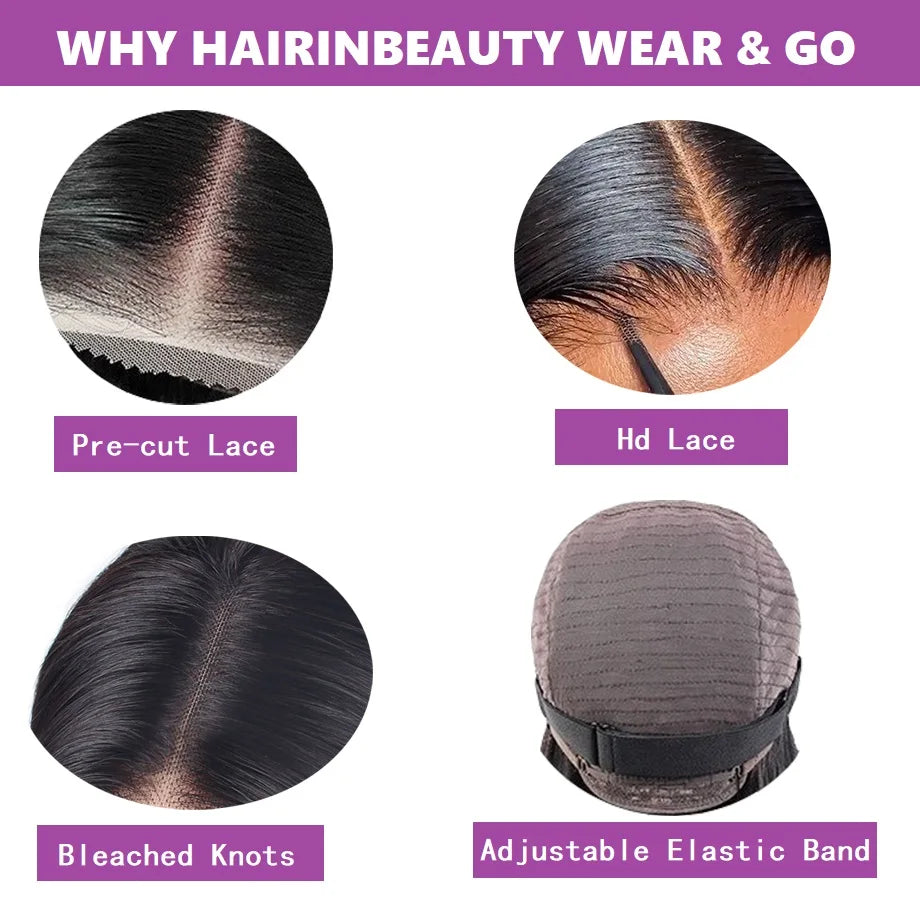 Deep Wave 4x4 Closure Glueless Wig Human Hair