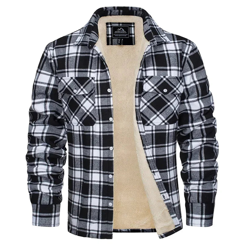 MAGCOMSEN Men's Fleece Plaid Flannel Shirt Jacket Button