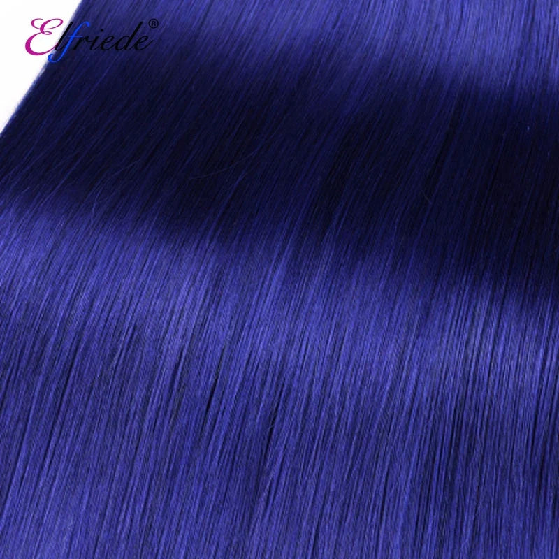 Elfriede 1BBlue Straight Ombre Colored Hair Bundles with