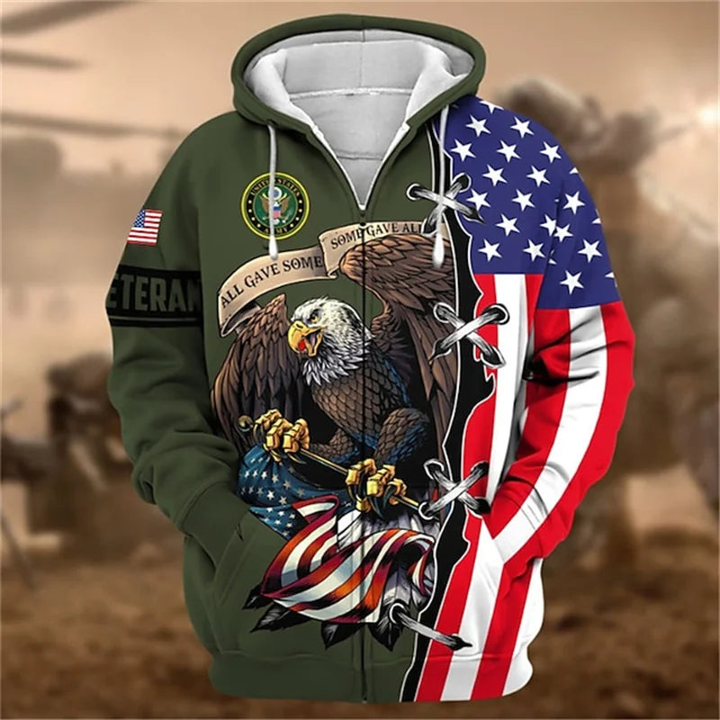 New 3D US ARMY Printed Zip Up Hoodies