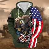 New 3D US ARMY Printed Zip Up Hoodies