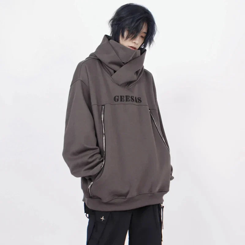 Japanese Streetwear Letter Embroidered Ninja Hoodies For Men