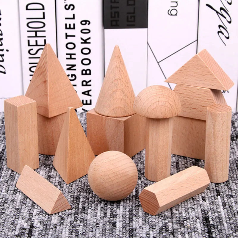 Mini DIY Wooden Toys Solid Geometric Shape Building