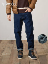 SIMWOOD 2024 Spring New Men's Fleece Ankle-Length Jeans