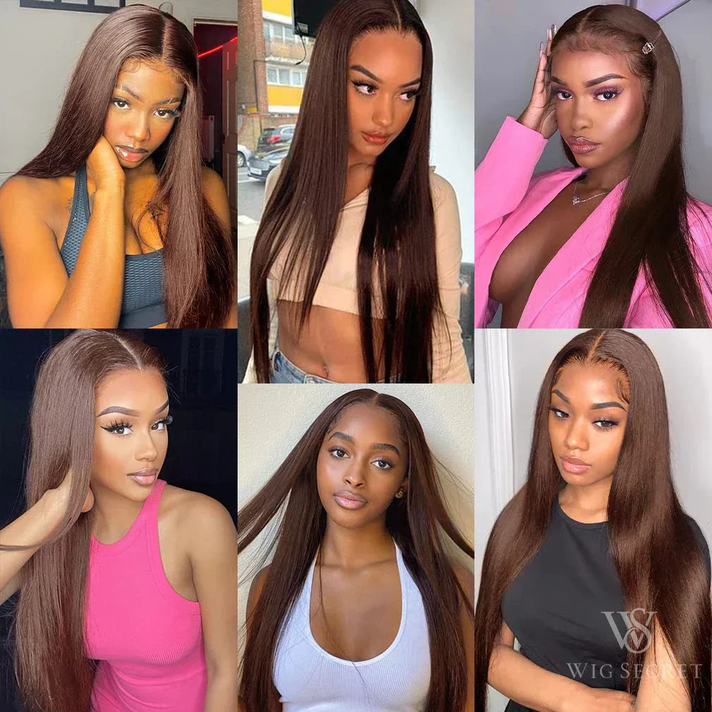 Chocolate Brown Straight 13X4 Lace Front Wig 180Density