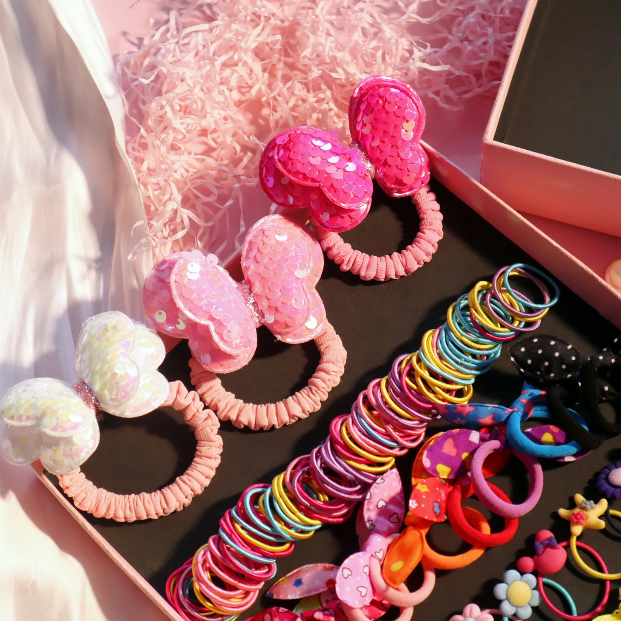 1Set Box Sequins Cute Butterfly Hair Bands For