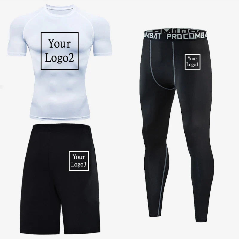 3Pcs Gym Thermal Underwear Men Clothing Sportswear Suits